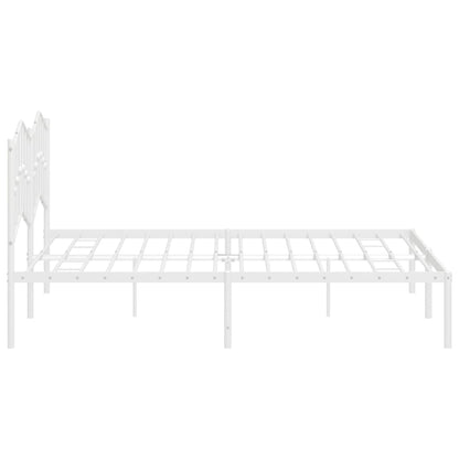 Metal Bed Frame without Mattress with Headboard White 160x200cm