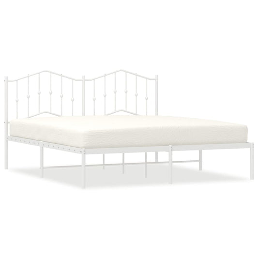 Metal Bed Frame without Mattress with Headboard White 180x200cm
