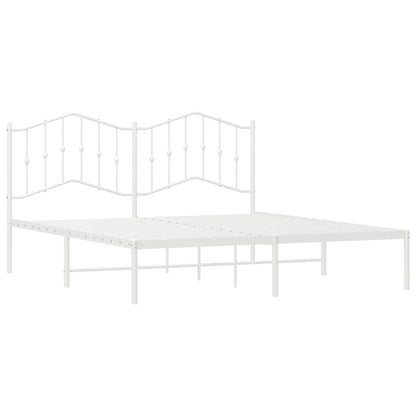 Metal Bed Frame without Mattress with Headboard White 183x213cm