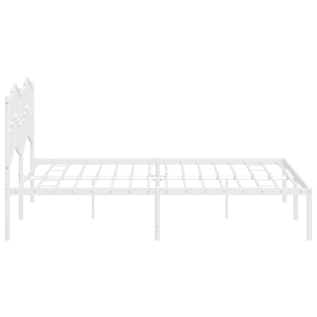 Metal Bed Frame without Mattress with Headboard White 183x213cm