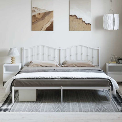 Metal Bed Frame without Mattress with Headboard White 193x203cm