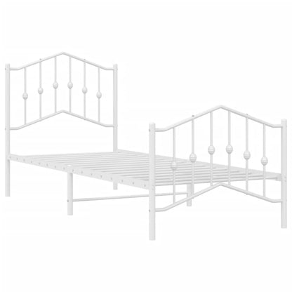 Metal Bed Frame without Mattress with Footboard White 80x200cm