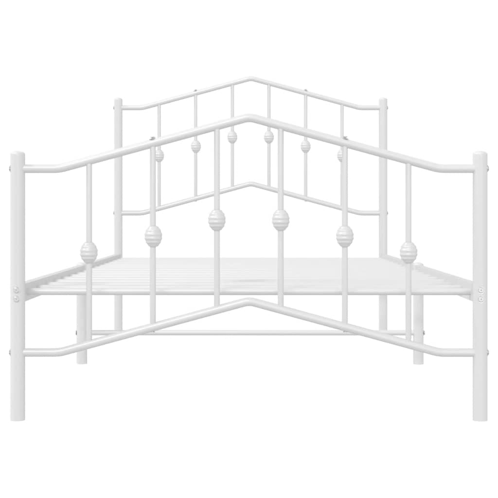 Metal Bed Frame without Mattress with Footboard White 100x190cm
