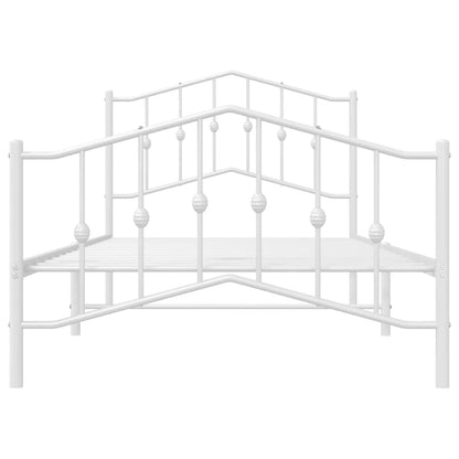 Metal Bed Frame without Mattress with Footboard White 100x190cm