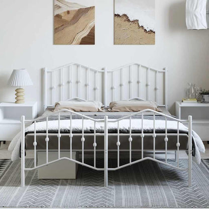 Bed Frame | White | Powder-Coated Steel | 135x190 cm | Bed Frame