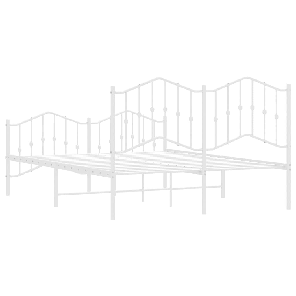 Bed Frame | White | Powder-Coated Steel | 135x190 cm | Bed Frame