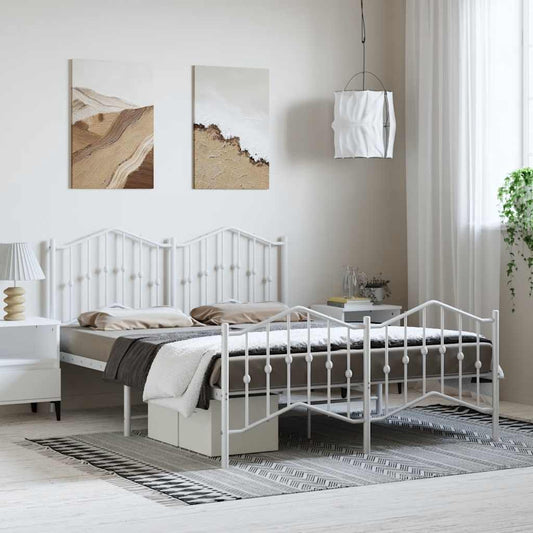 Bed Frame | White | Powder-Coated Steel | 135x190 cm | Bed Frame