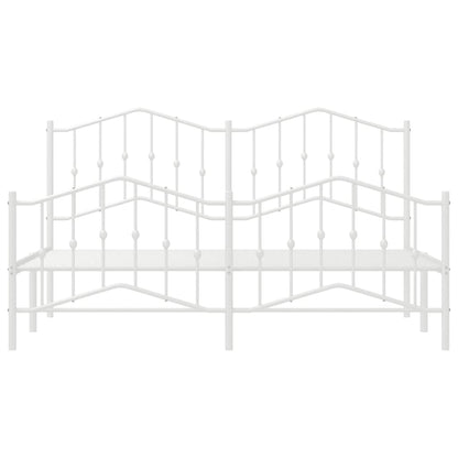 Metal Bed Frame without Mattress with Footboard White 183x213cm