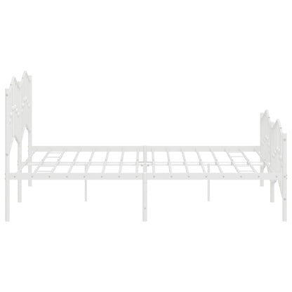 Metal Bed Frame without Mattress with Footboard White 183x213cm