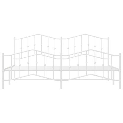 Metal Bed Frame without Mattress with Footboard White 193x203cm