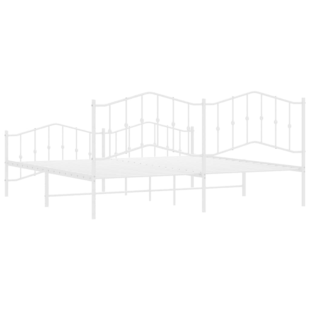 Metal Bed Frame without Mattress with Footboard White 193x203cm