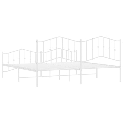Metal Bed Frame without Mattress with Footboard White 193x203cm