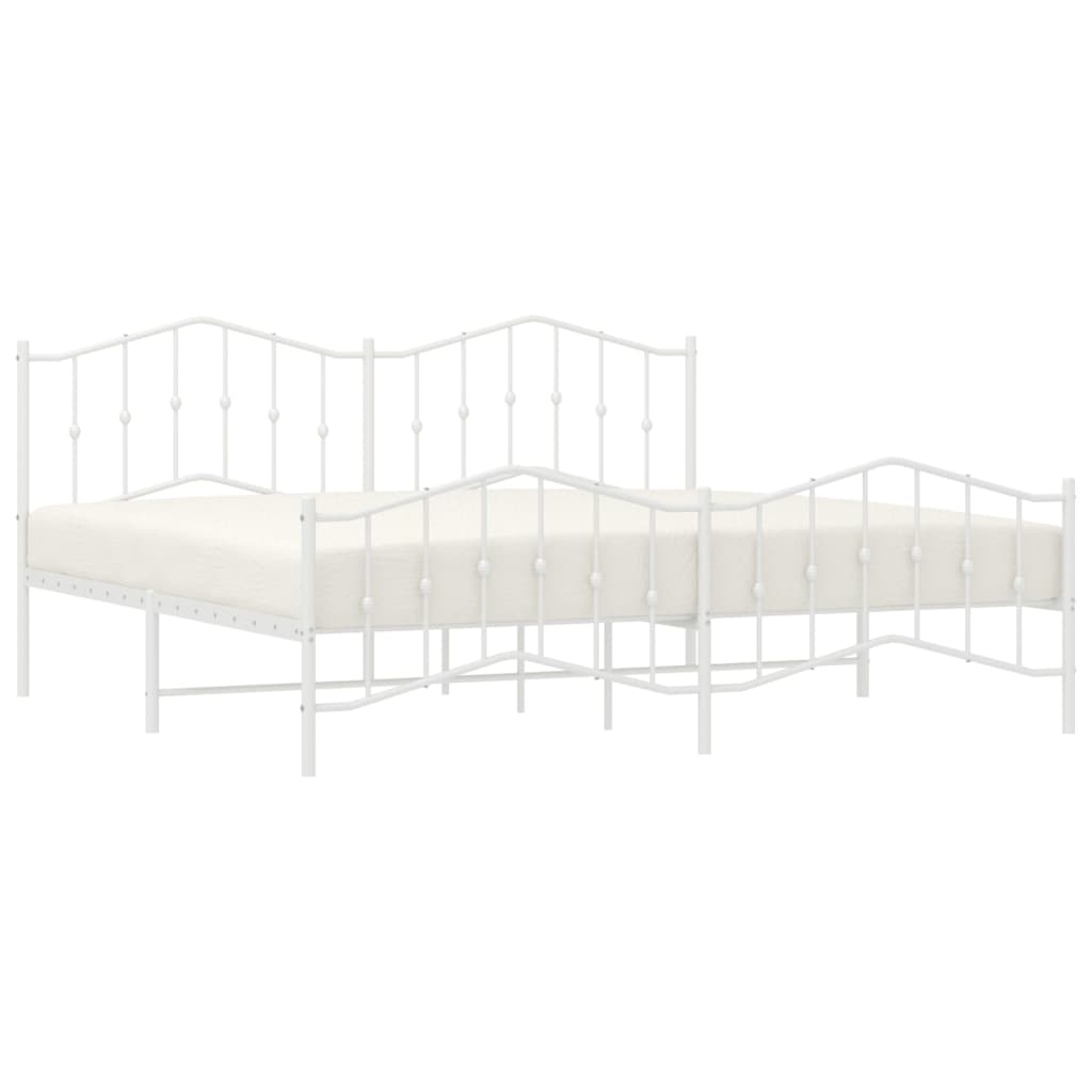 Bed Frame | White | Steel | 200x200 cm | Bed Frame | Rectangular | Modern