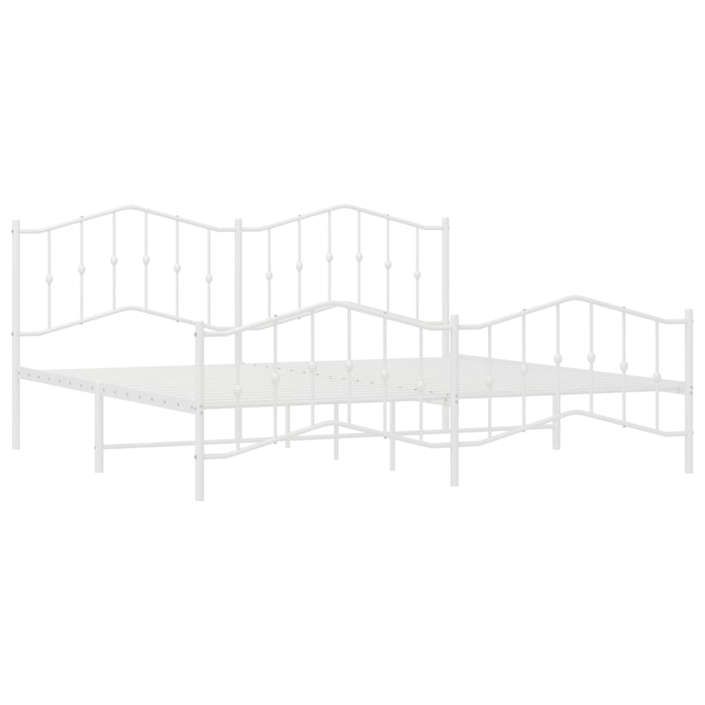 Bed Frame | White | Steel | 200x200 cm | Bed Frame | Rectangular | Modern