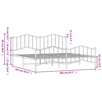 Bed Frame | White | Steel | 200x200 cm | Bed Frame | Rectangular | Modern