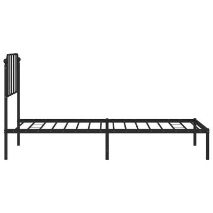Metal Bed Frame without Mattress with Headboard Black 90x200cm