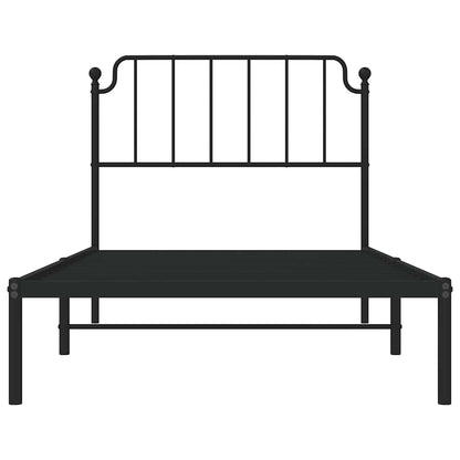 Metal Bed Frame without Mattress with Headboard Black 100x190cm