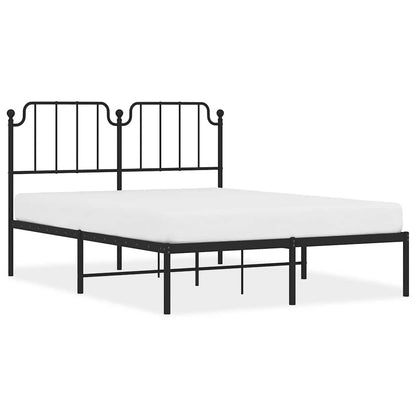 Metal Bed Frame without Mattress with Headboard Black 150x200cm