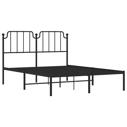 Metal Bed Frame without Mattress with Headboard Black 150x200cm