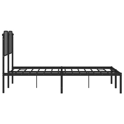 Metal Bed Frame without Mattress with Headboard Black 150x200cm