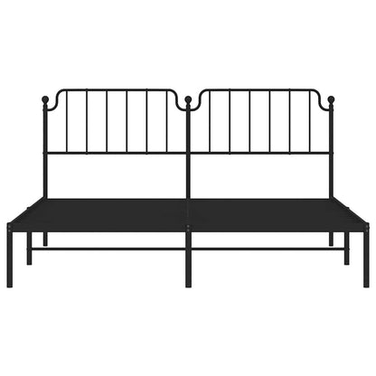 Metal Bed Frame without Mattress with Headboard Black 183x213cm