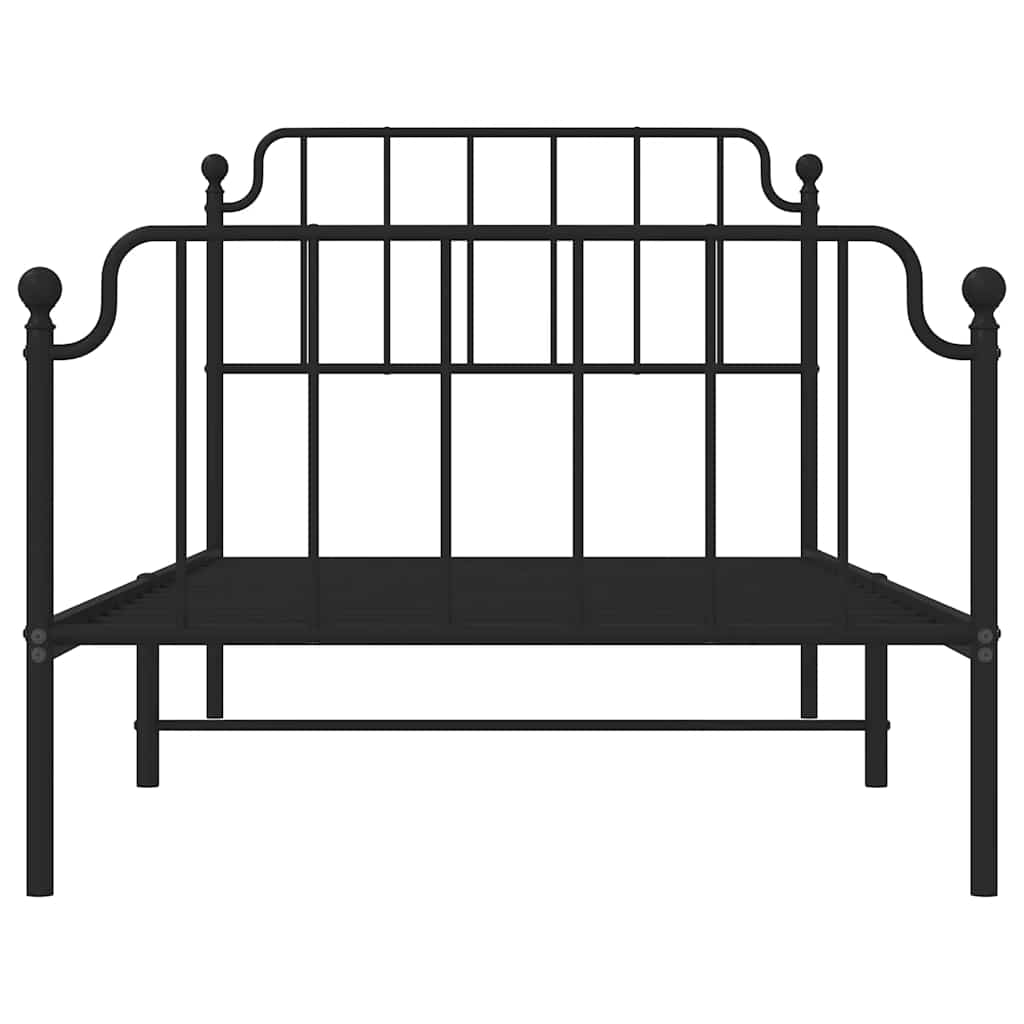 Metal Bed Frame without Mattress with Footboard Black 100x200cm