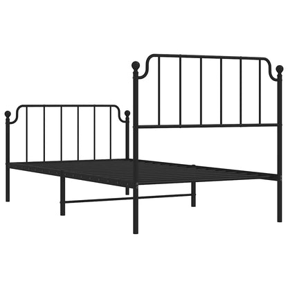 Metal Bed Frame without Mattress with Footboard Black 100x200cm