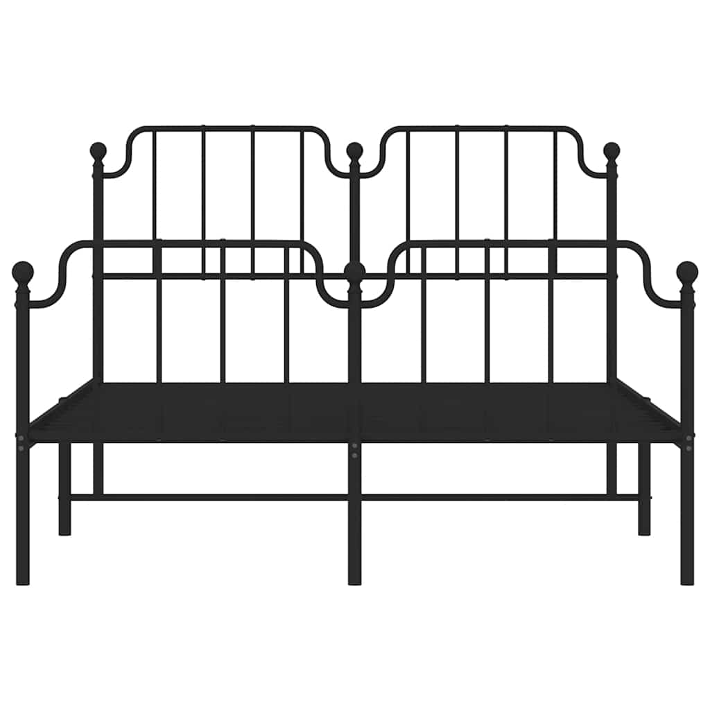 Metal Bed Frame without Mattress with Footboard Black 135x190cm