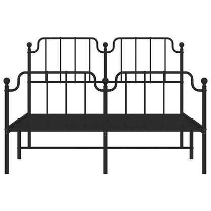 Metal Bed Frame without Mattress with Footboard Black 135x190cm