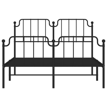 Metal Bed Frame without Mattress with Footboard Black 140x190cm