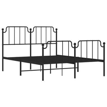 Metal Bed Frame without Mattress with Footboard Black 140x200cm