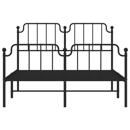 Metal Bed Frame without Mattress with Footboard Black 140x200cm
