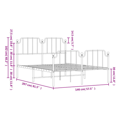 Metal Bed Frame without Mattress with Footboard Black 140x200cm