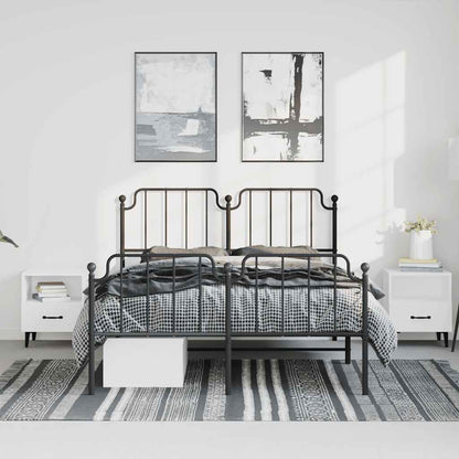 Metal Bed Frame without Mattress with Footboard Black 150x200cm