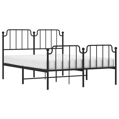 Metal Bed Frame without Mattress with Footboard Black 150x200cm