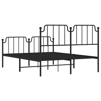 Metal Bed Frame without Mattress with Footboard Black 150x200cm