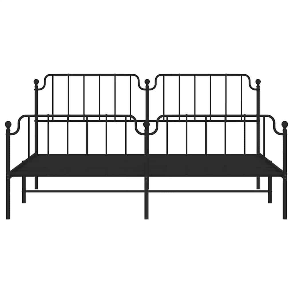 Metal Bed Frame without Mattress with Footboard Black 193x203cm