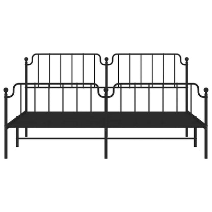 Metal Bed Frame without Mattress with Footboard Black 193x203cm