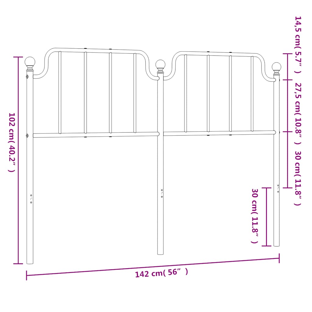 Metal Replace Headboard Black 135 cm