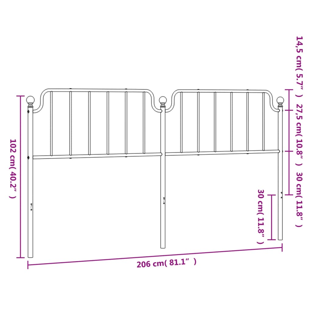 Metal Replace Headboard Black 200 cm