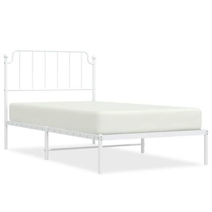 Metal Bed Frame without Mattress with Headboard White 100x190cm