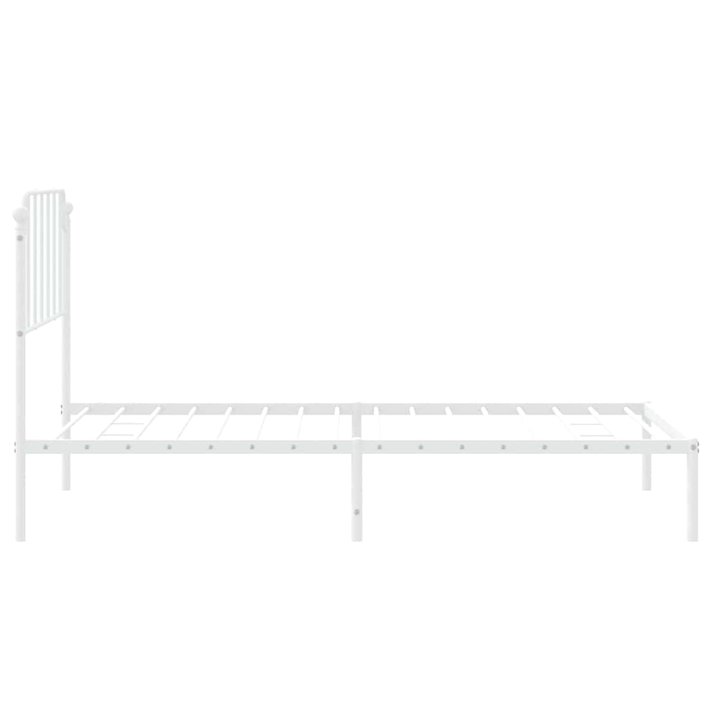 Metal Bed Frame without Mattress with Headboard White 100x190cm