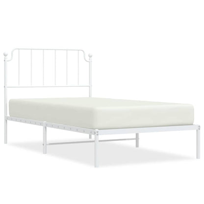 Metal Bed Frame without Mattress with Headboard White 100x200cm