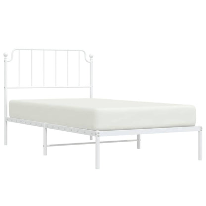Metal Bed Frame without Mattress with Headboard White 100x200cm