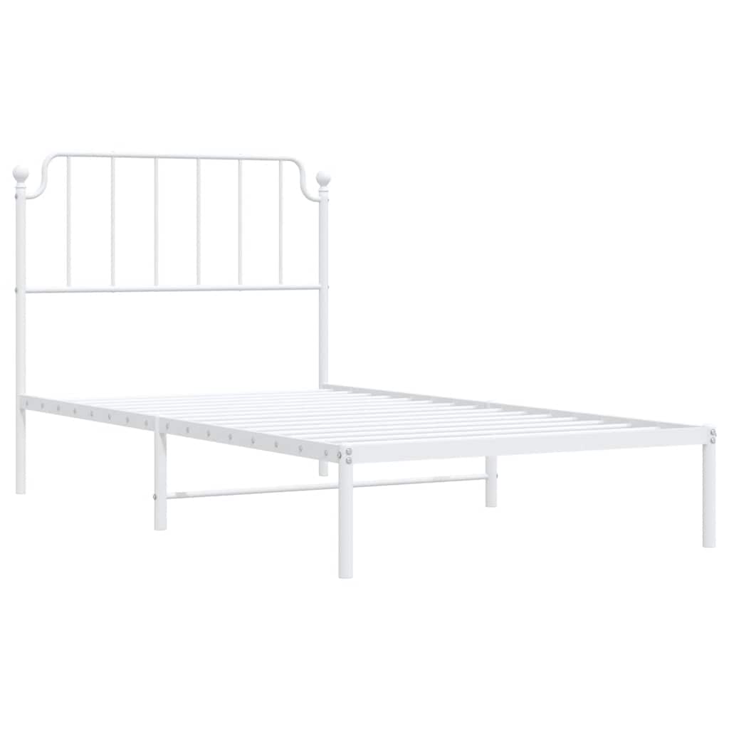 Metal Bed Frame without Mattress with Headboard White 100x200cm