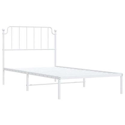 Metal Bed Frame without Mattress with Headboard White 100x200cm