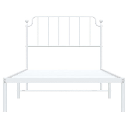 Metal Bed Frame without Mattress with Headboard White 100x200cm