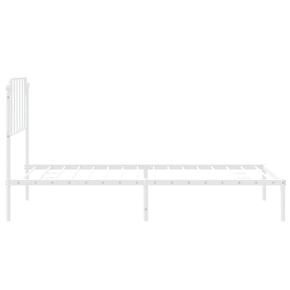 Metal Bed Frame without Mattress with Headboard White 100x200cm