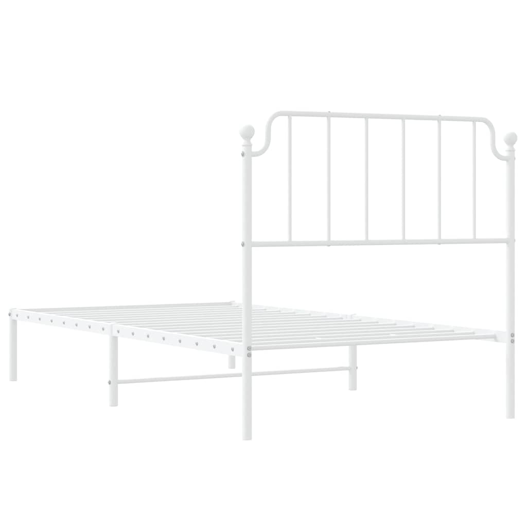 Metal Bed Frame without Mattress with Headboard White 100x200cm