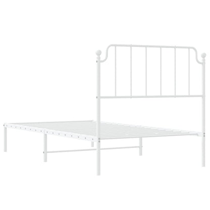 Metal Bed Frame without Mattress with Headboard White 100x200cm